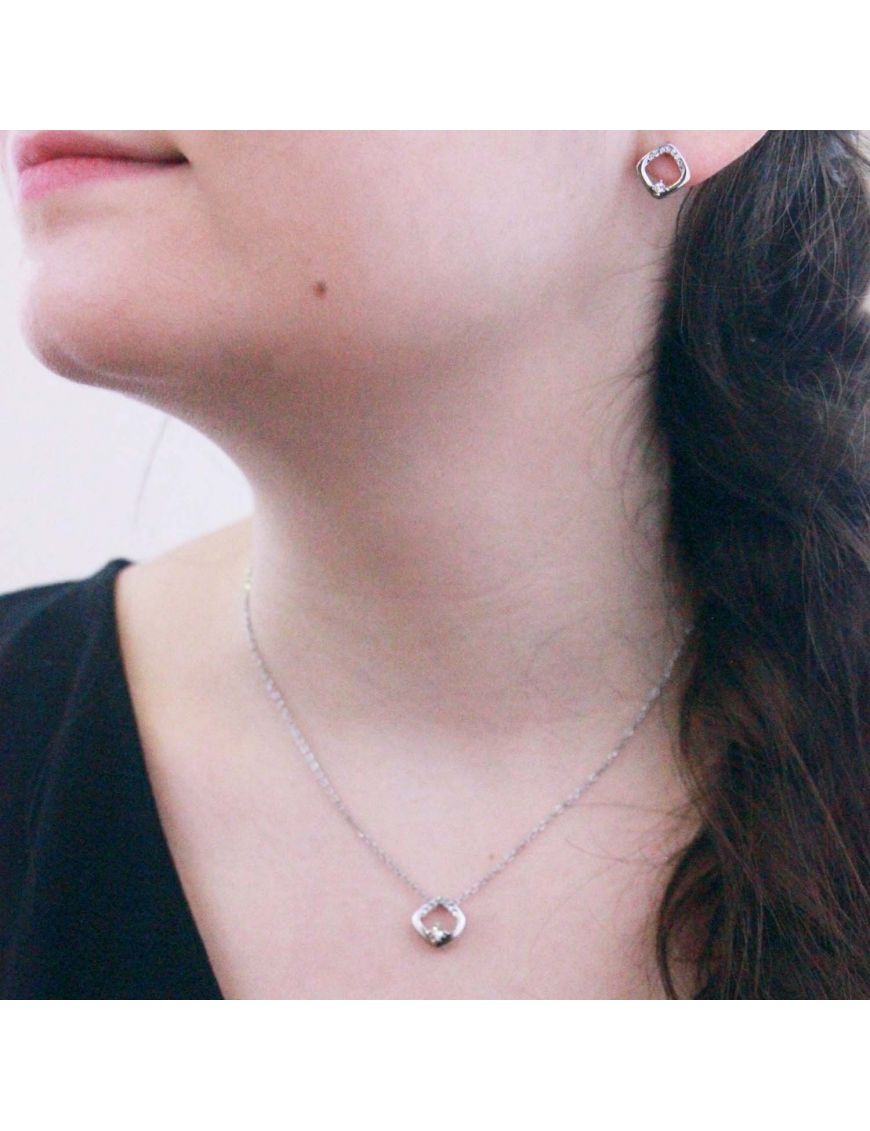 Geometrische Kristall-Pavé Ohrstecker