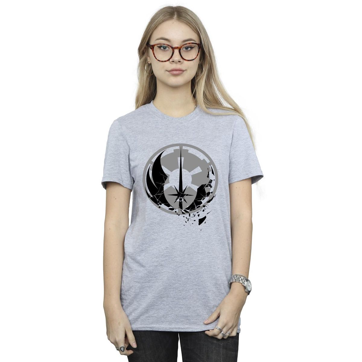Boyfriend-Tee mit Fraktur-Grafik
