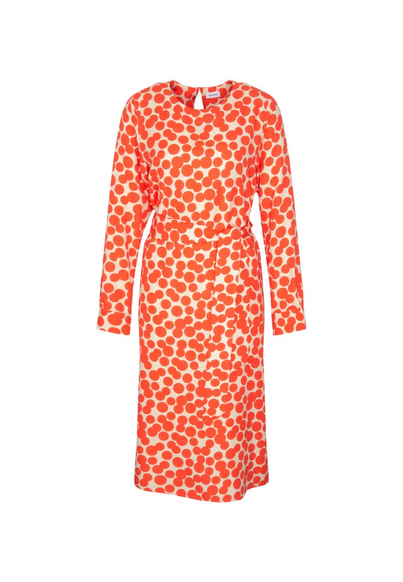 Gepunktetes Midikleid mit Gürtel