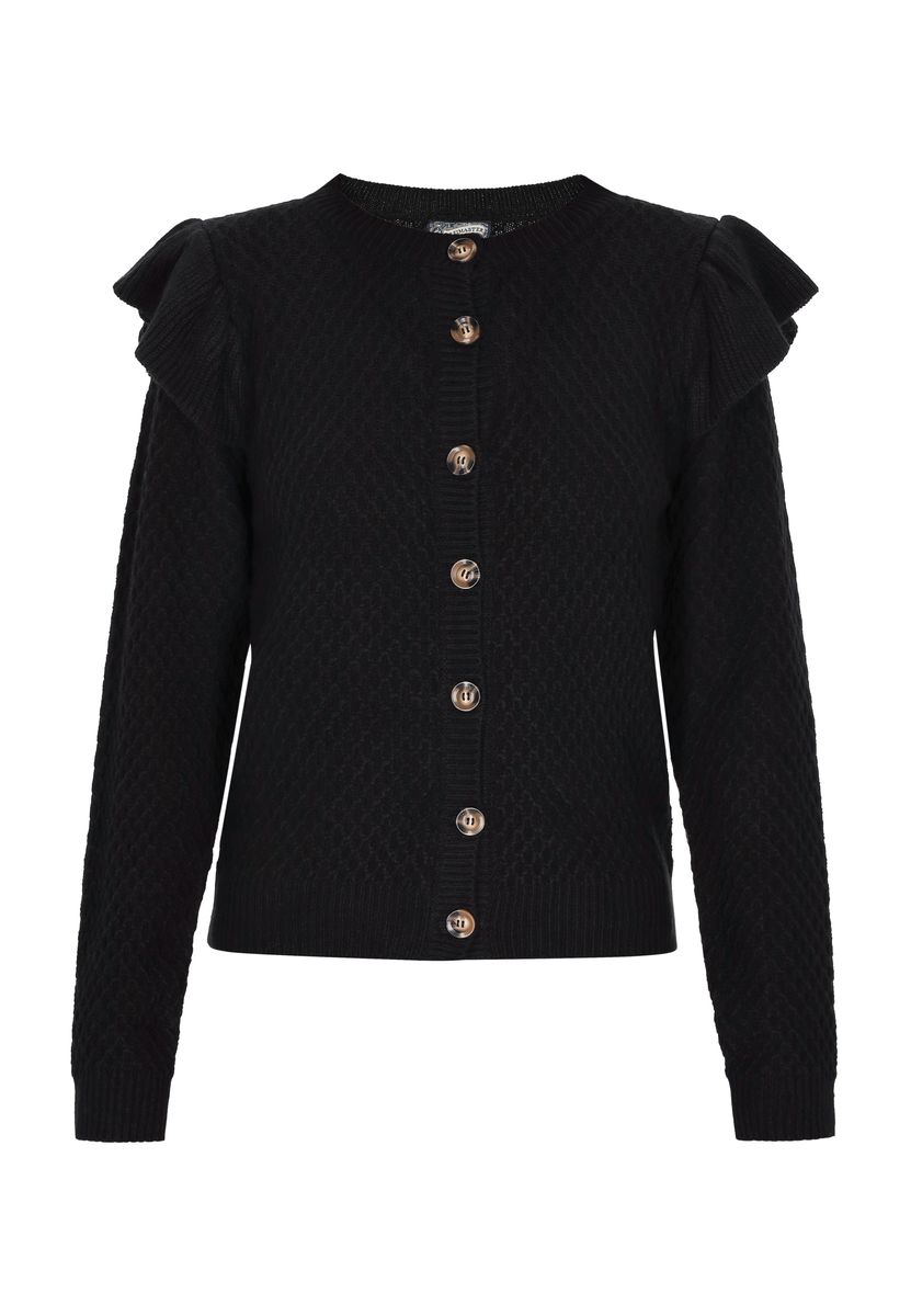 Strukturierte Strickjacke mit Rüschen-Details