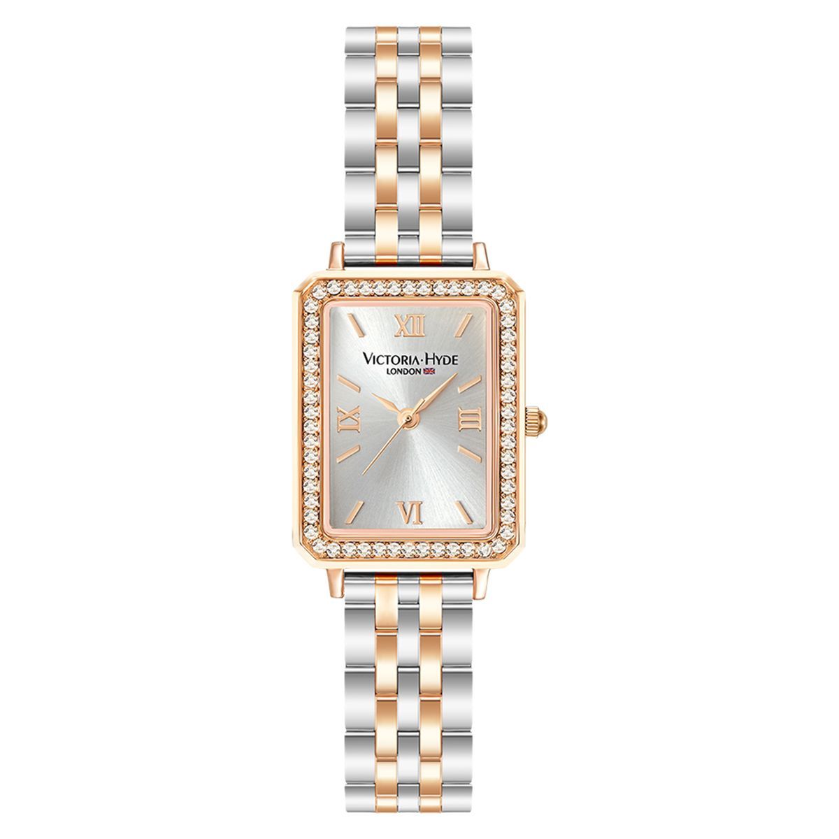 Elegante Viereckige Uhr mit Kristallbesatz