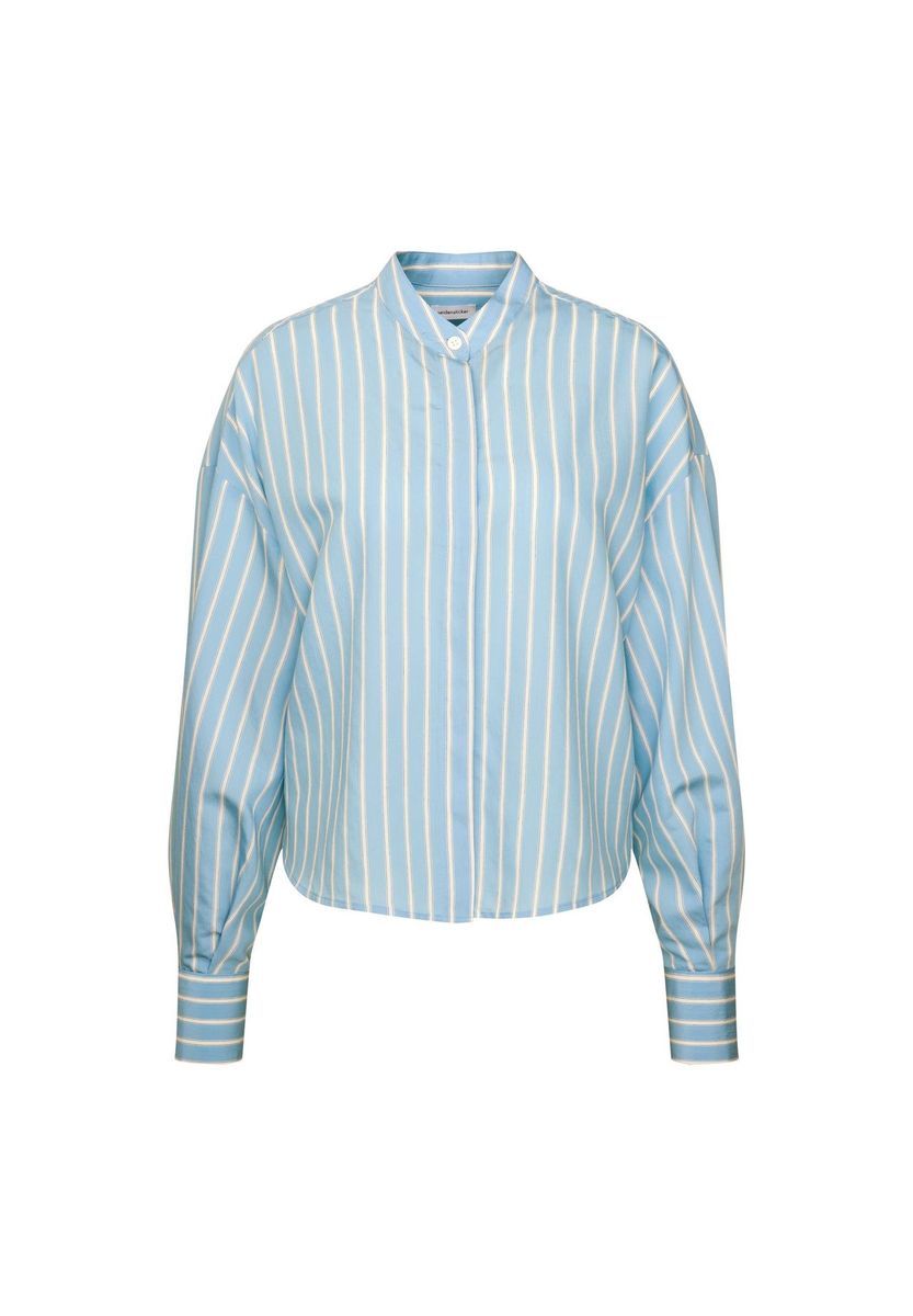 Oversized Gestreifte Stehkragenbluse