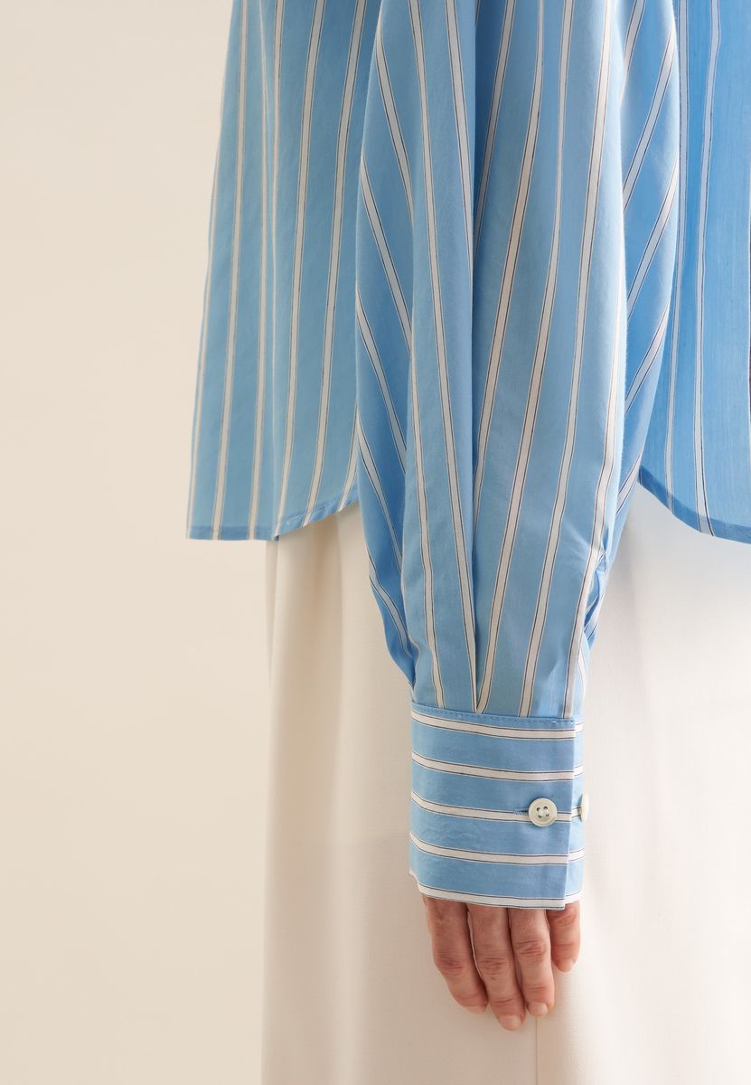 Oversized Gestreifte Stehkragenbluse