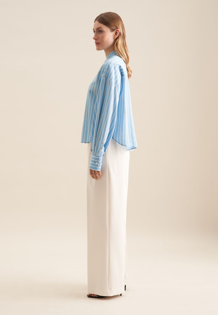 Oversized Gestreifte Stehkragenbluse