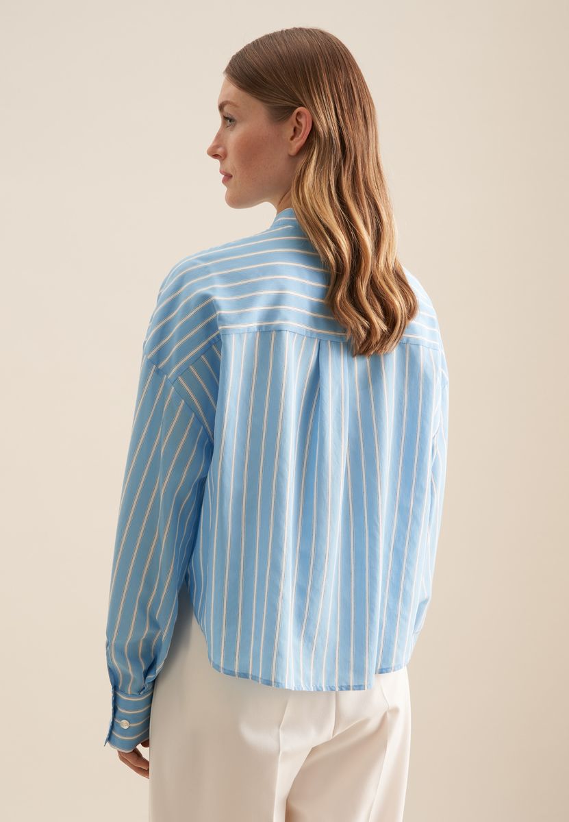 Oversized Gestreifte Stehkragenbluse