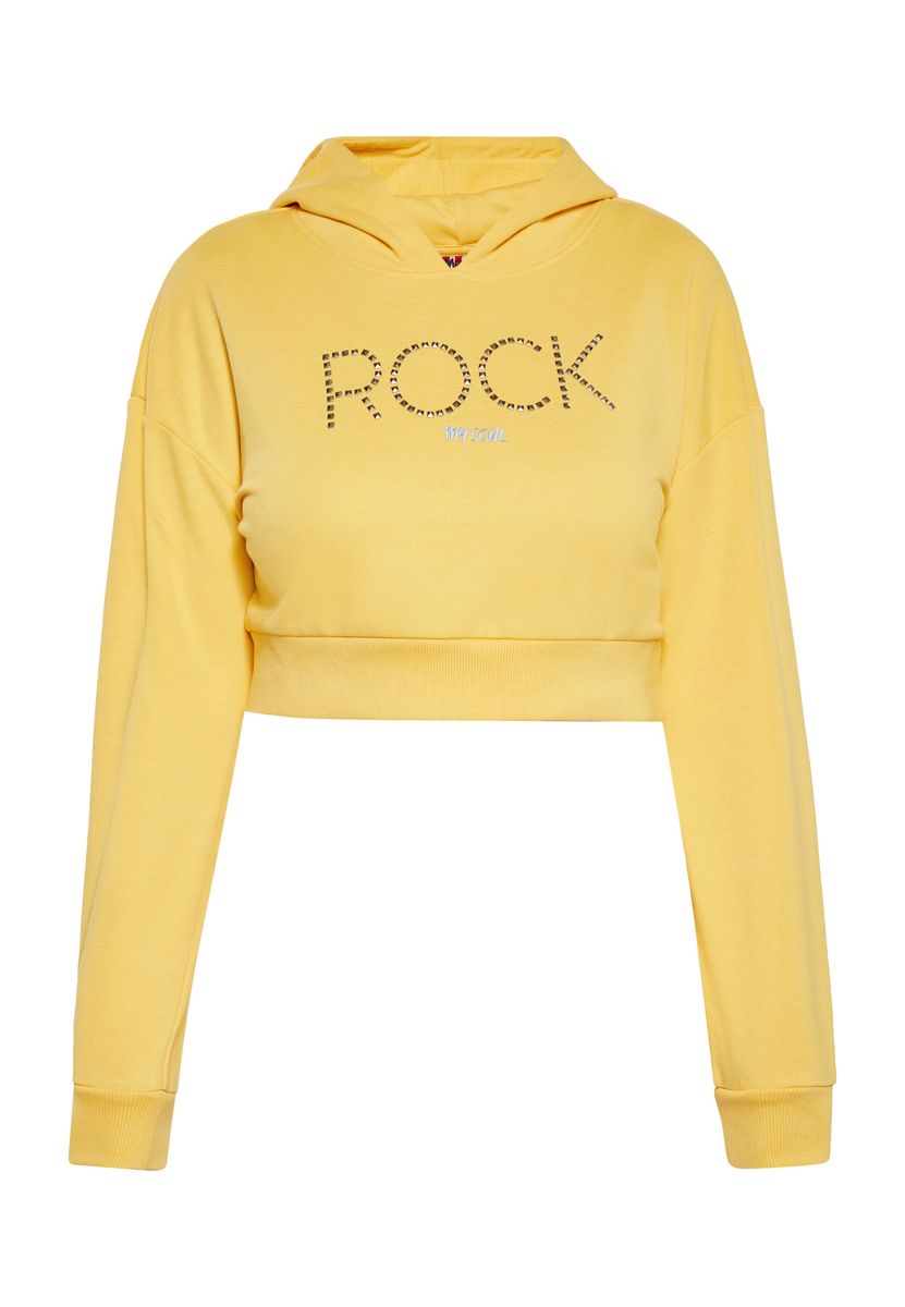 Kurzer Kapuzenpullover mit Rock-Grafik