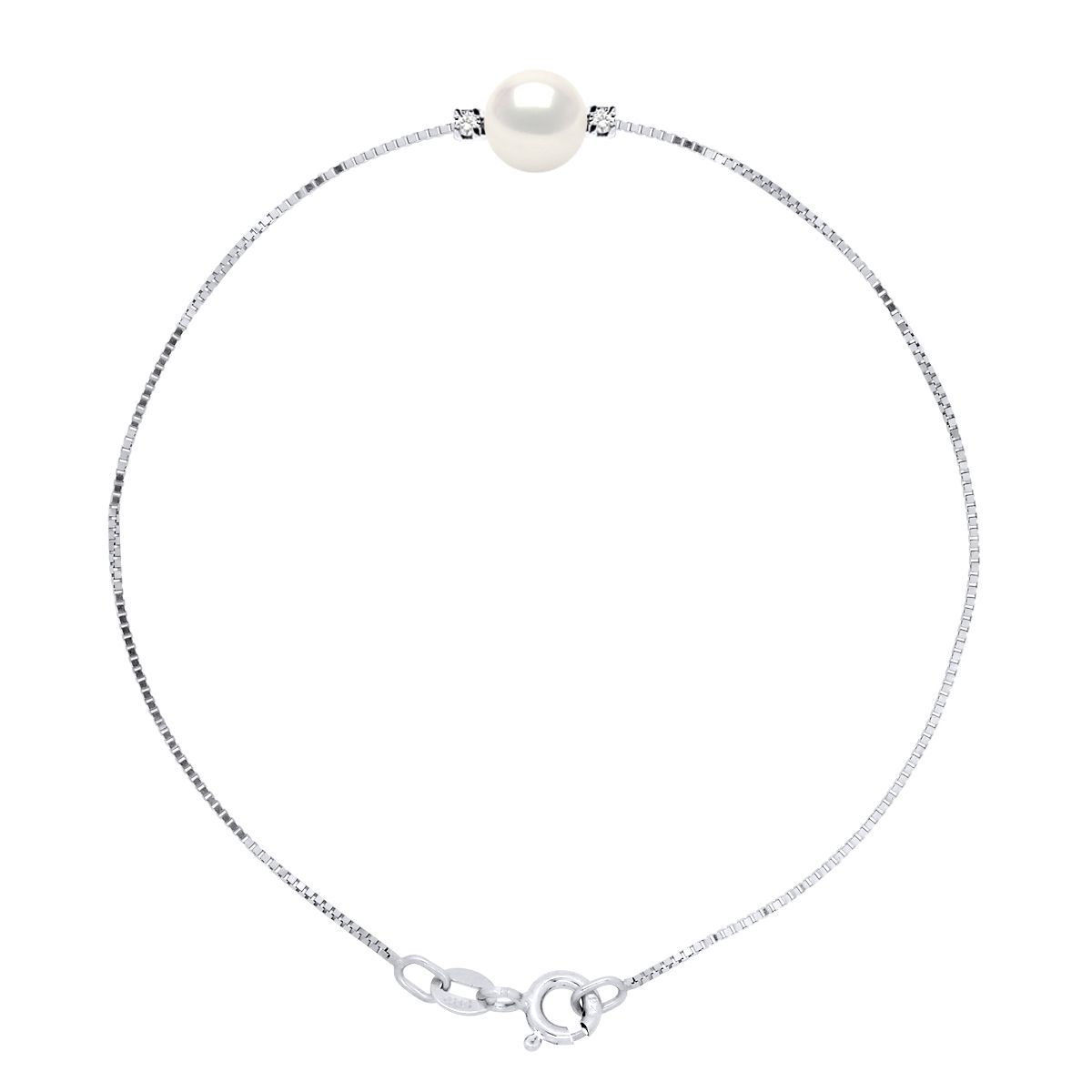 Perlen- und Diamantarmband mit Venezianerkette