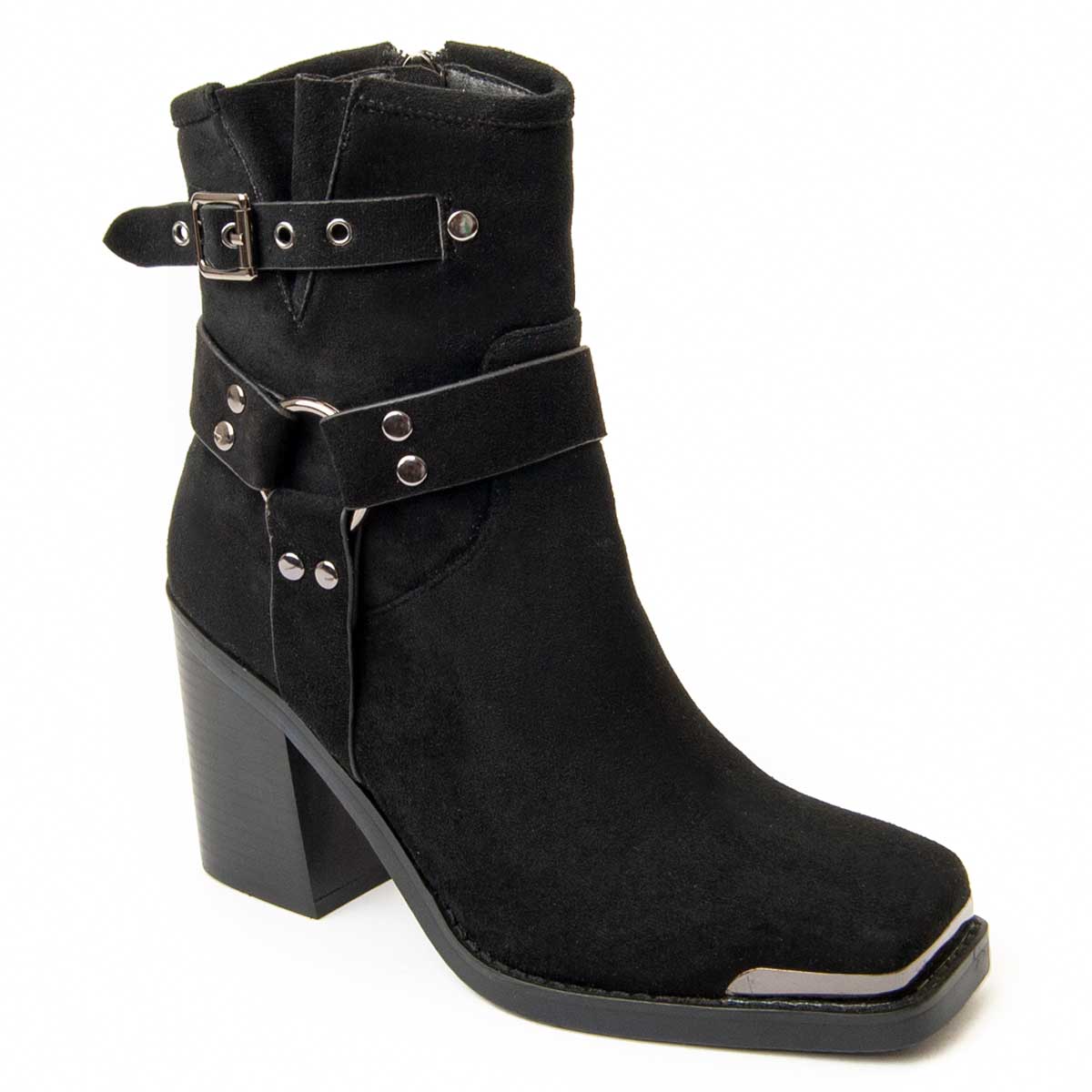 Biker-Stiefeletten mit Riemendetail