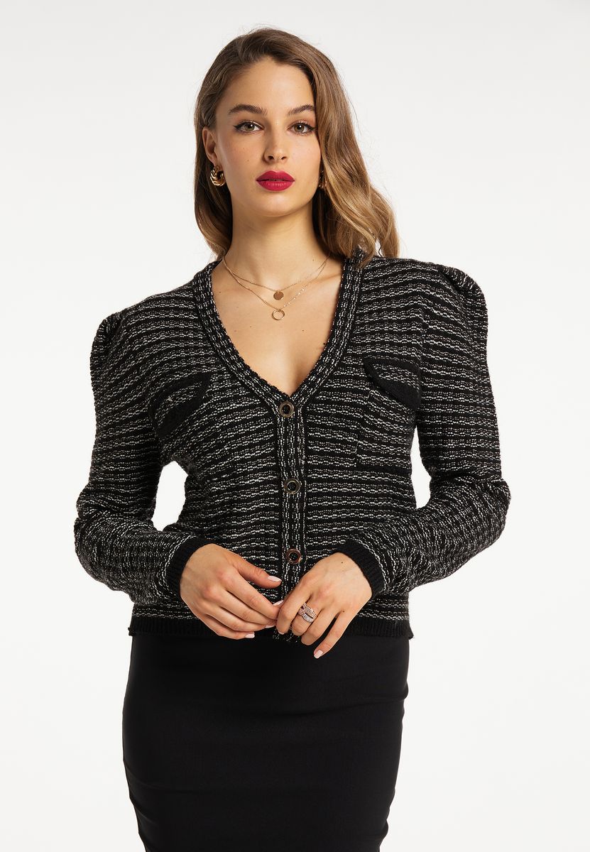 Eleganter Cardigan mit Puffärmeln und Knöpfen