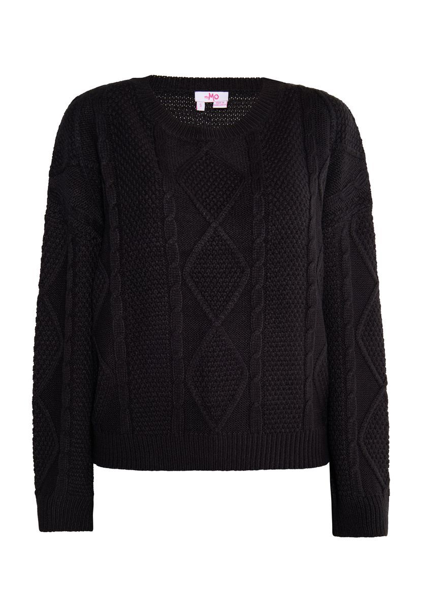 Zopf- und Rautenmuster Strickpullover