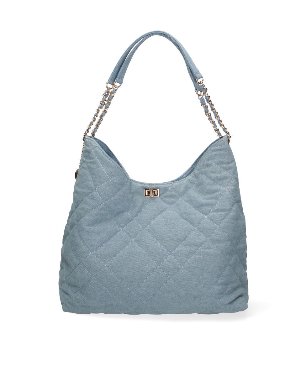 Große gesteppte Denim Hobo-Tasche