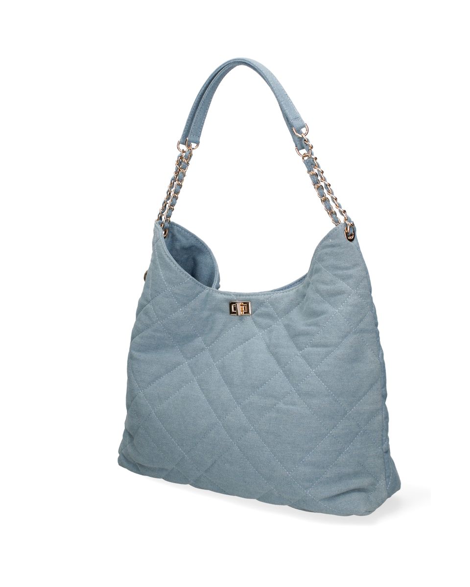 Große gesteppte Denim Hobo-Tasche