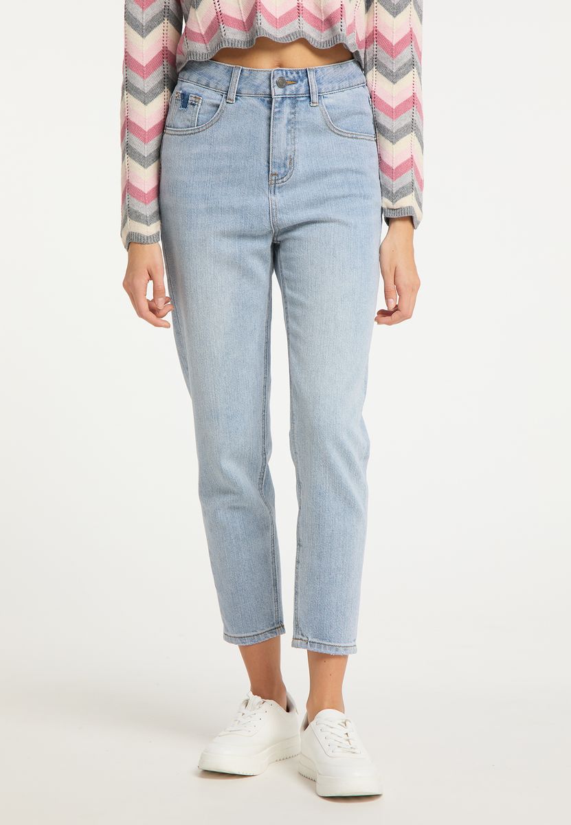 Hochtaillierte Straight Mom Jeans