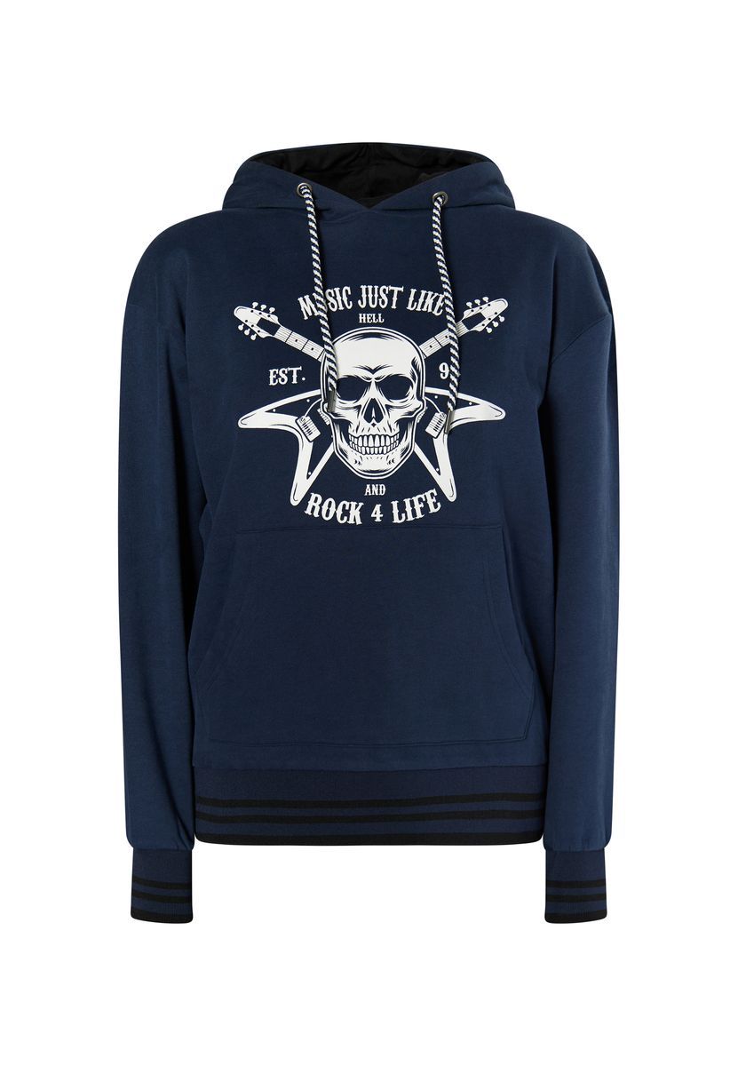 Rockiger Hoodie mit Totenkopf-Print