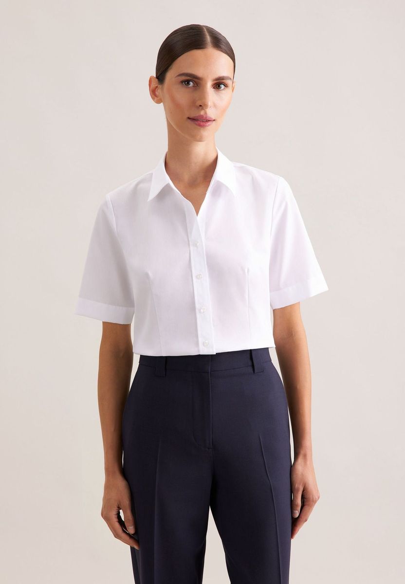 Klassische kurzärmlige Baumwoll-Hemdbluse