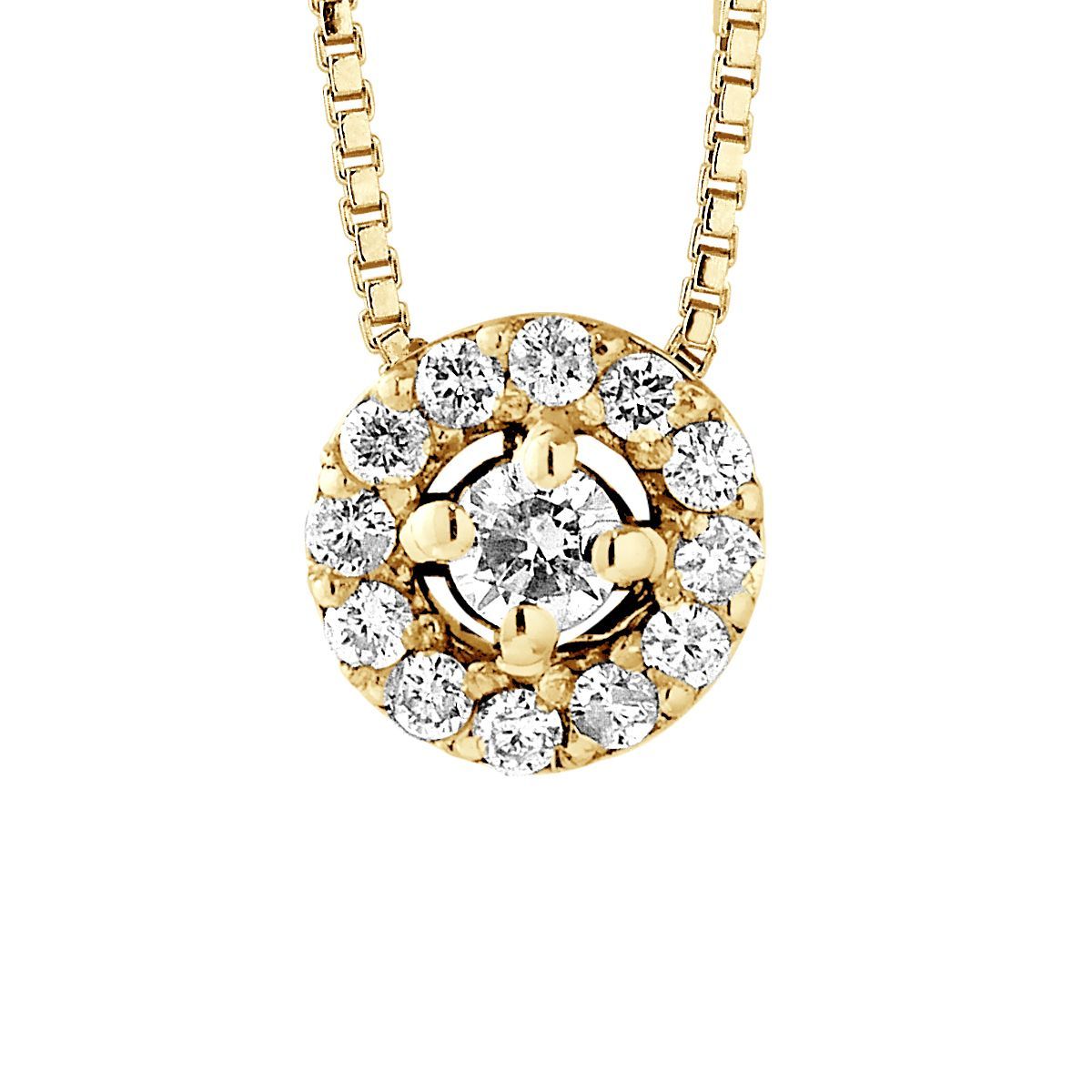 Goldhalskette mit Diamant-Halo-Anhänger