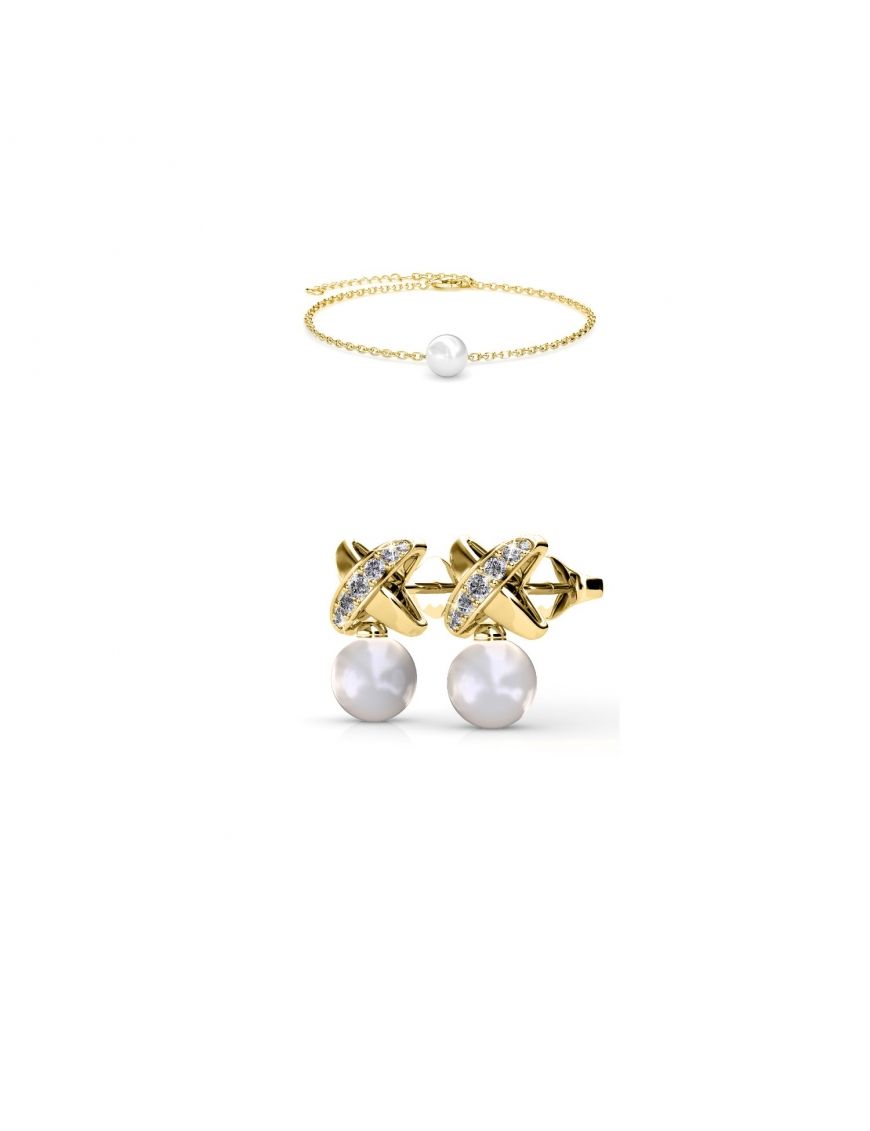 Elegantes Kristall-Kreuz Perlen Set