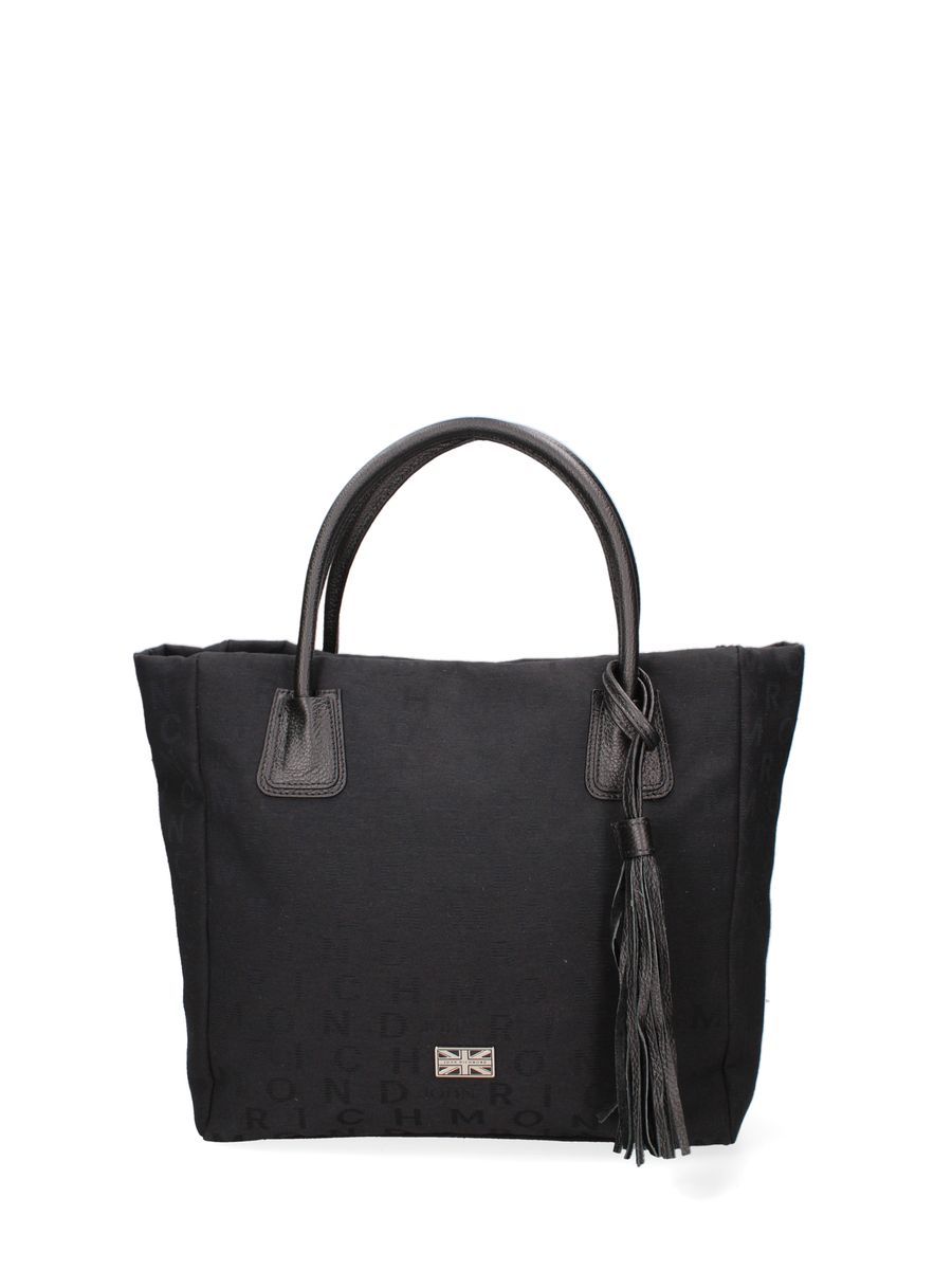 Shopper mit Logo-Monogramm und Lederquaste