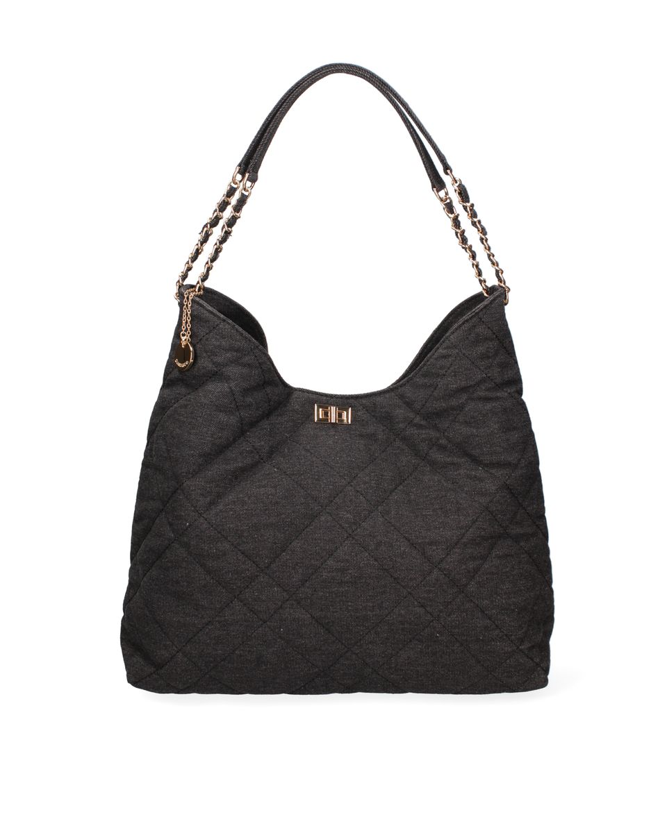 Gesteppte Hobo-Tasche mit Kettengriffen