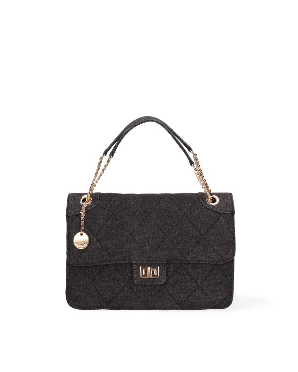 Gesteppte Hobo-Tasche mit Kettengriffen
