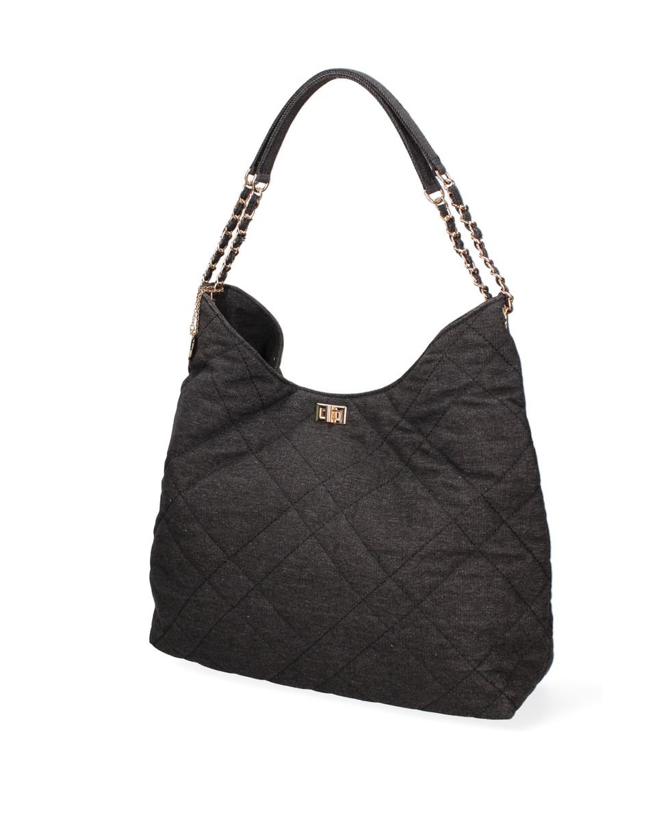Gesteppte Hobo-Tasche mit Kettengriffen