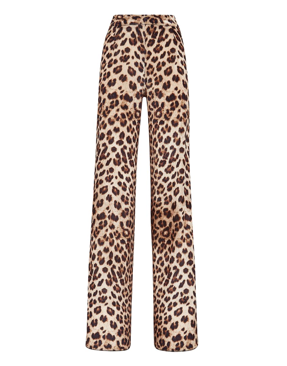 Palazzo-Hose mit hoher Taille und Leopardenmuster