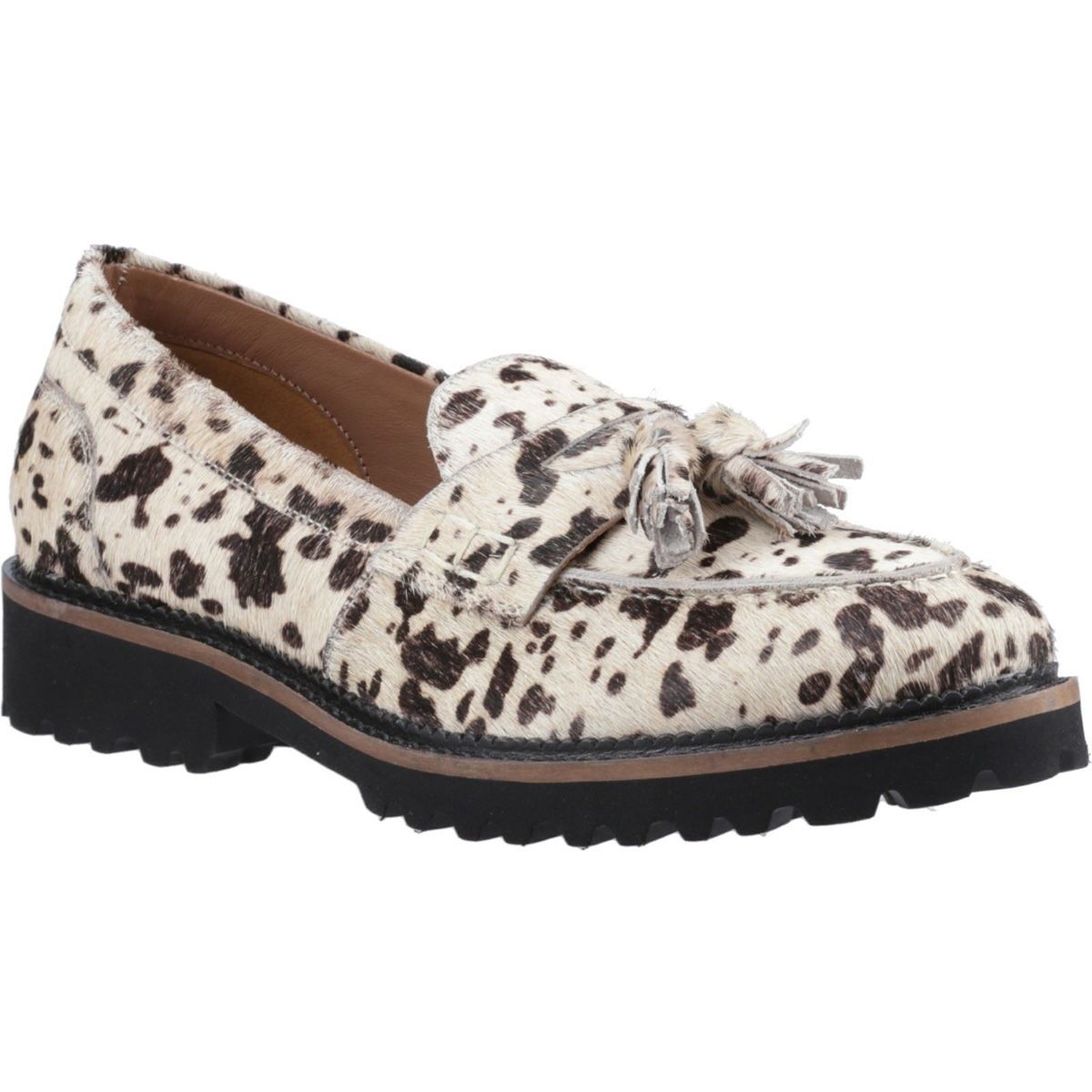 Plateau-Loafer mit Animal-Print und Quasten