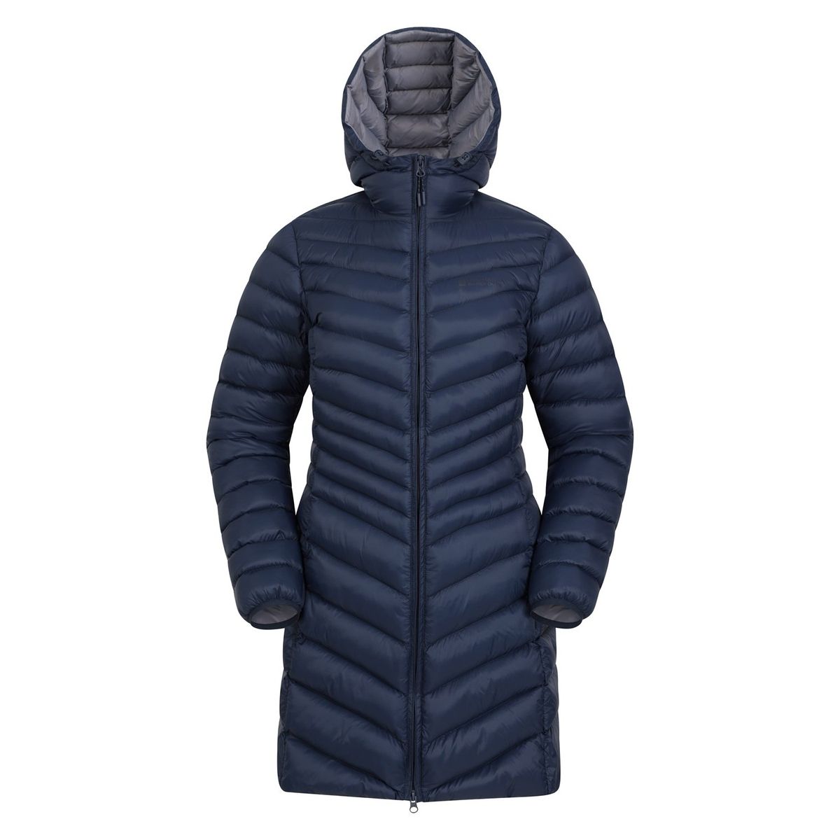 Lange wattierte Kapuzenjacke