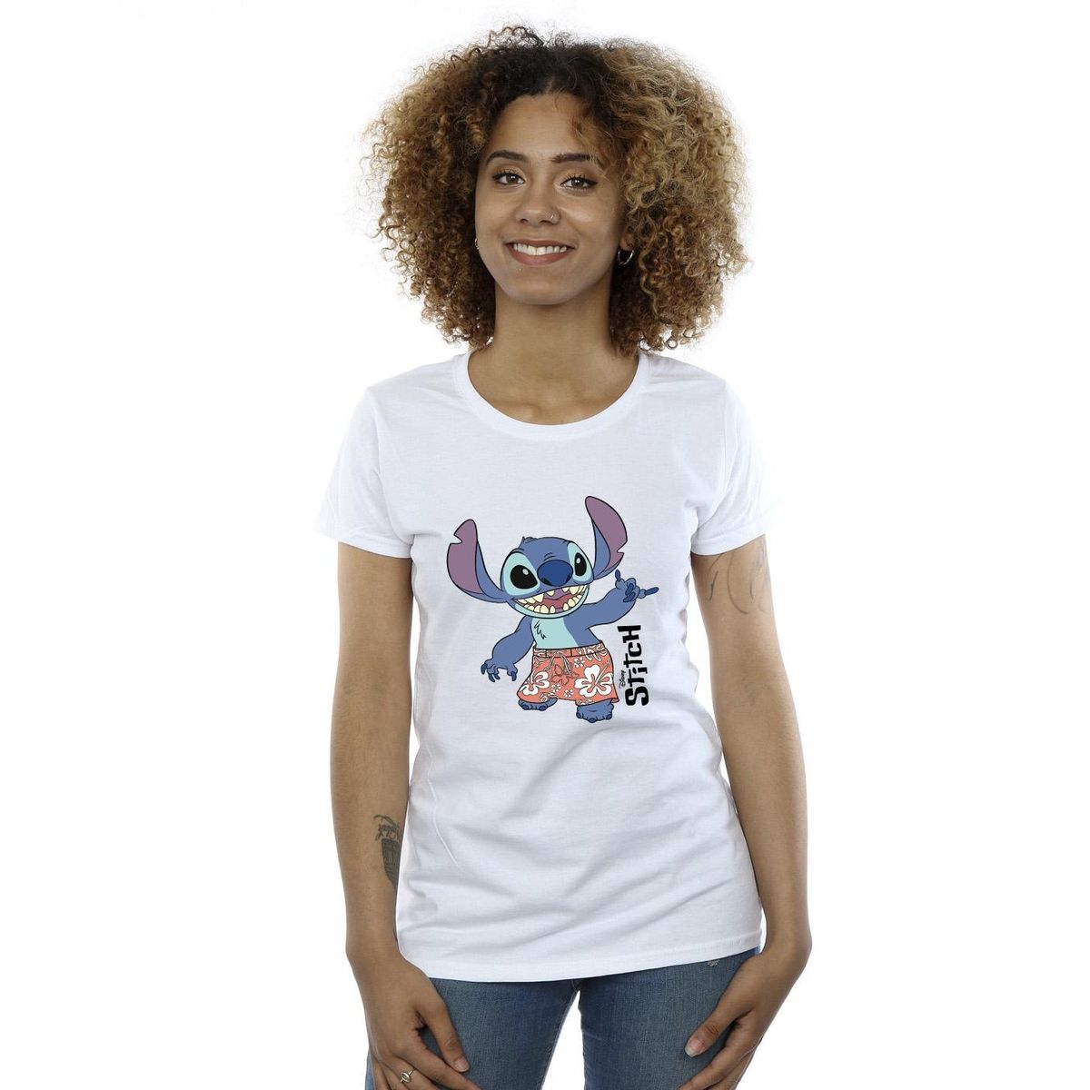 Baumwoll-T-Shirt mit Stitch-Grafik