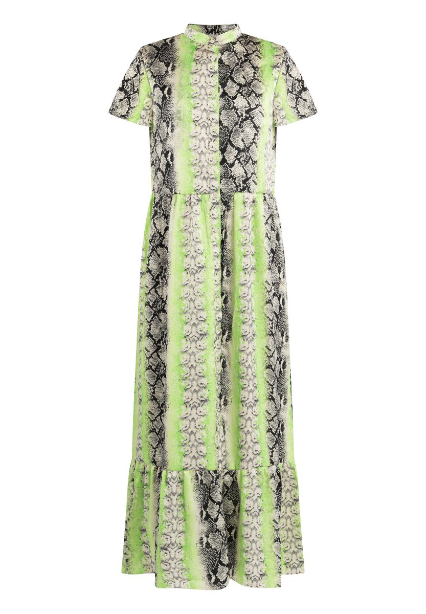 Maxi Gaya Stufenkleid mit Schlangenmuster