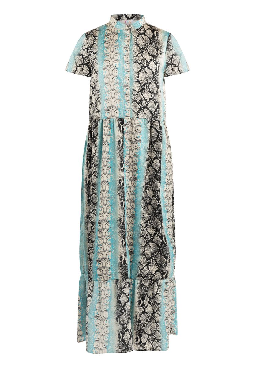 Maxi Gaya Stufenkleid mit Schlangenmuster