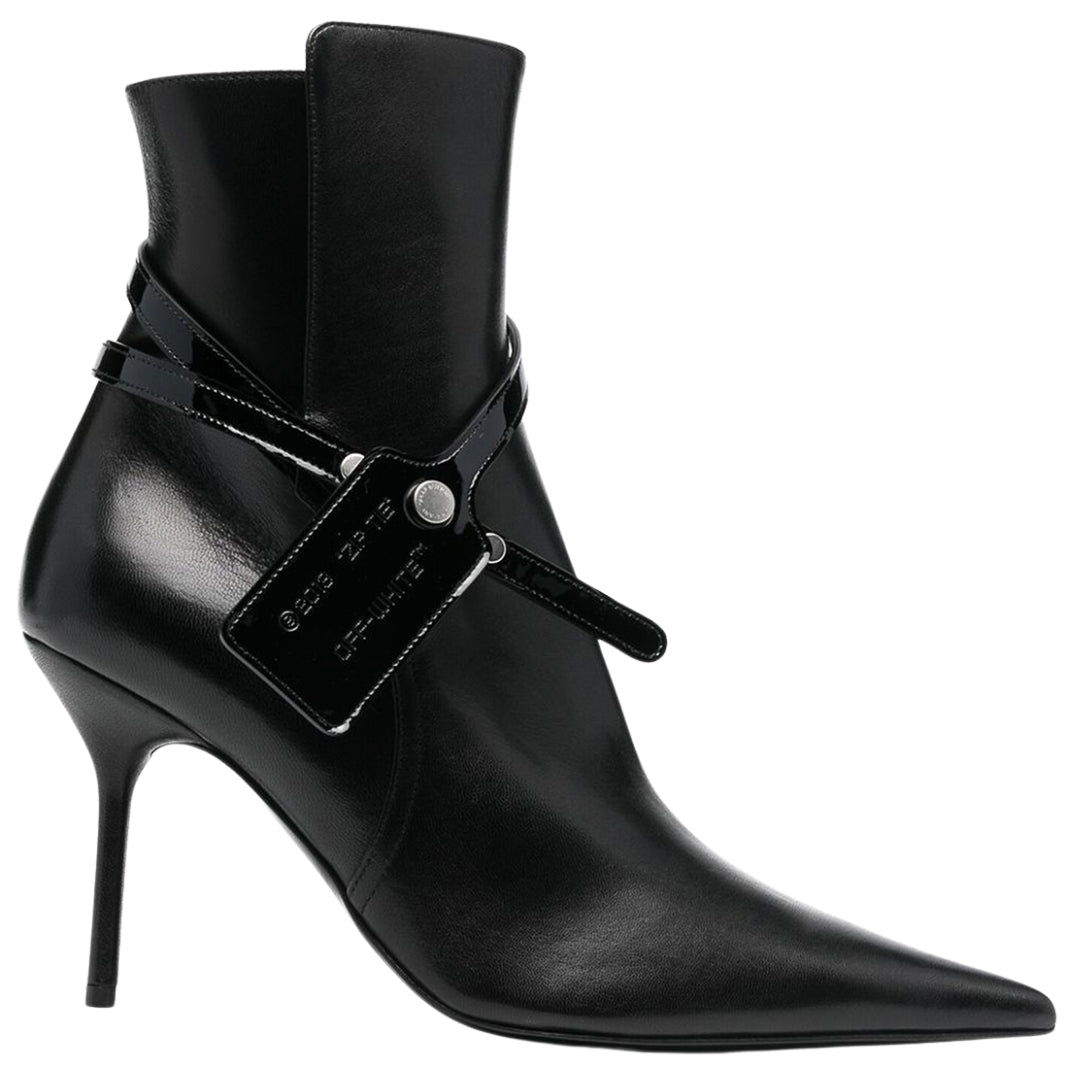 Lederstiefeletten mit spitzer Zehenpartie