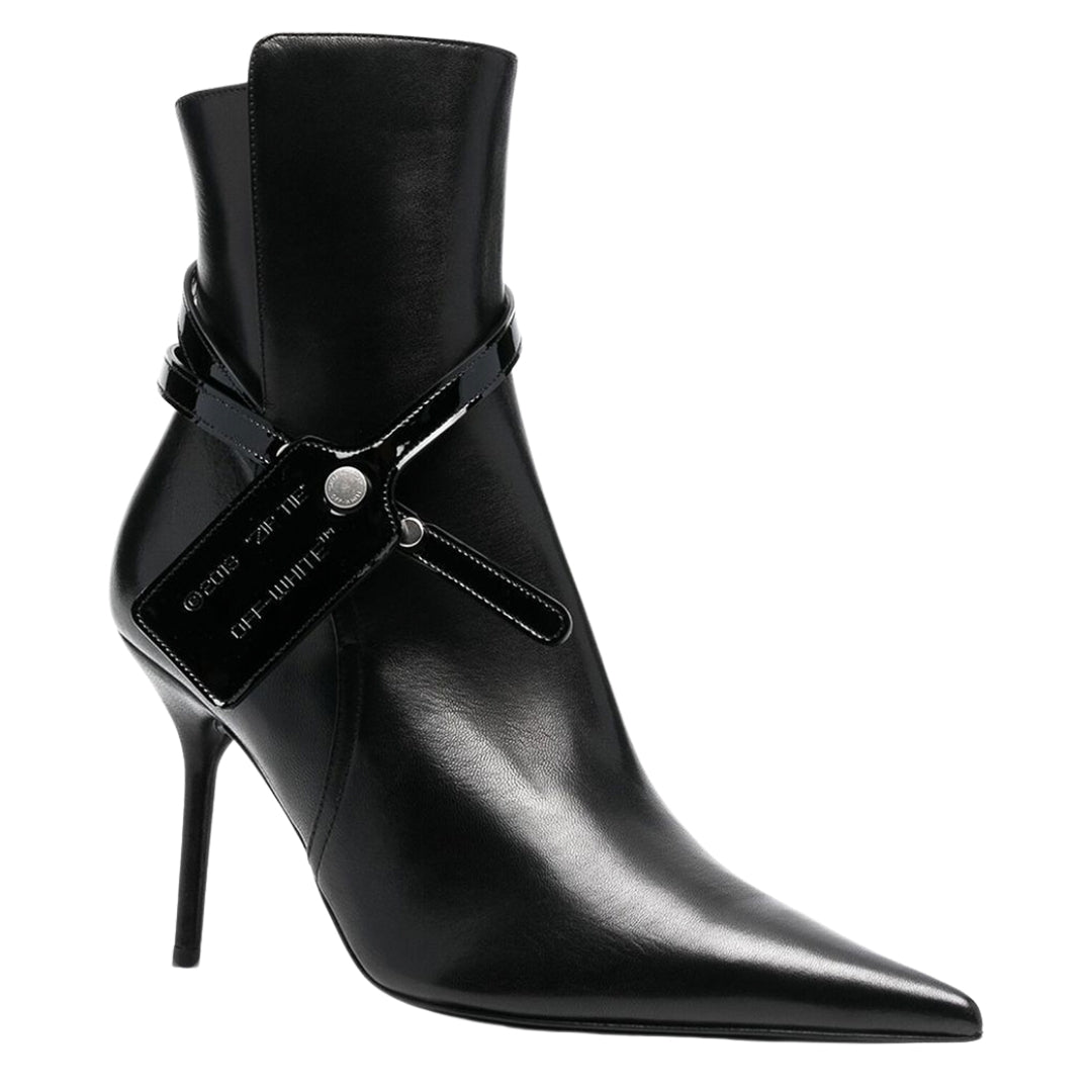 Lederstiefeletten mit spitzer Zehenpartie