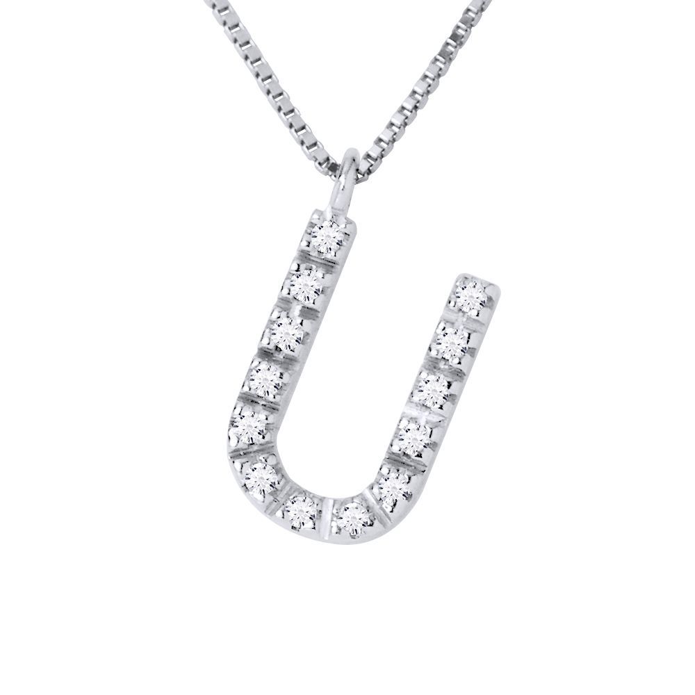 Diamant-Initial-Halskette Buchstabe U
