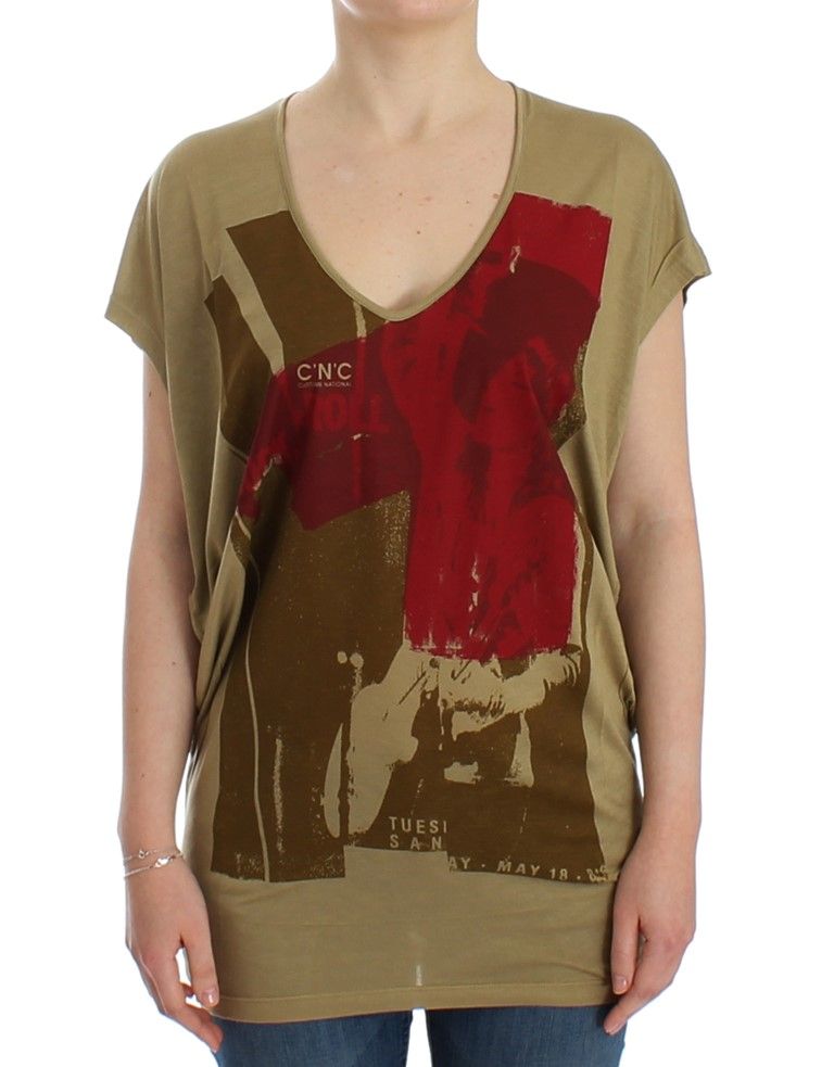 T-Shirt mit Grafikprint und V-Ausschnitt