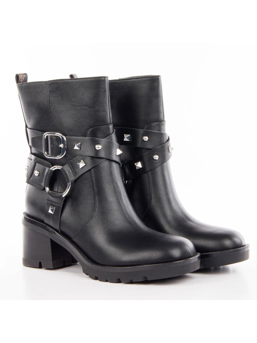 Biker-Stiefeletten mit Nieten und Schnallen
