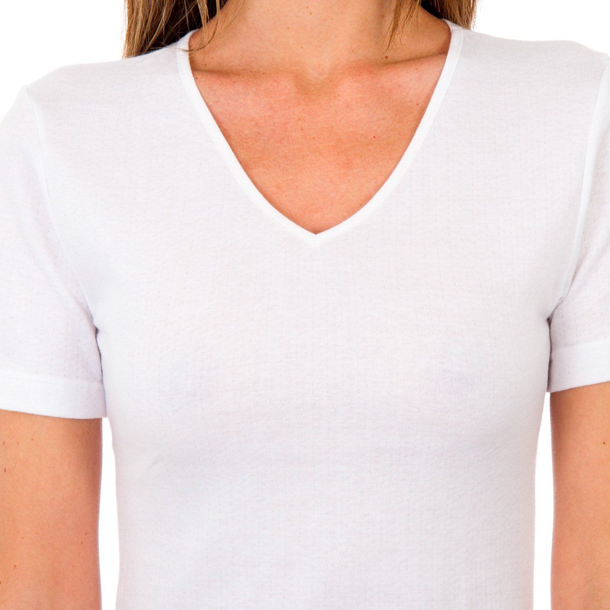 Thermoregulierendes Baumwoll-T-Shirt mit V-Ausschnitt