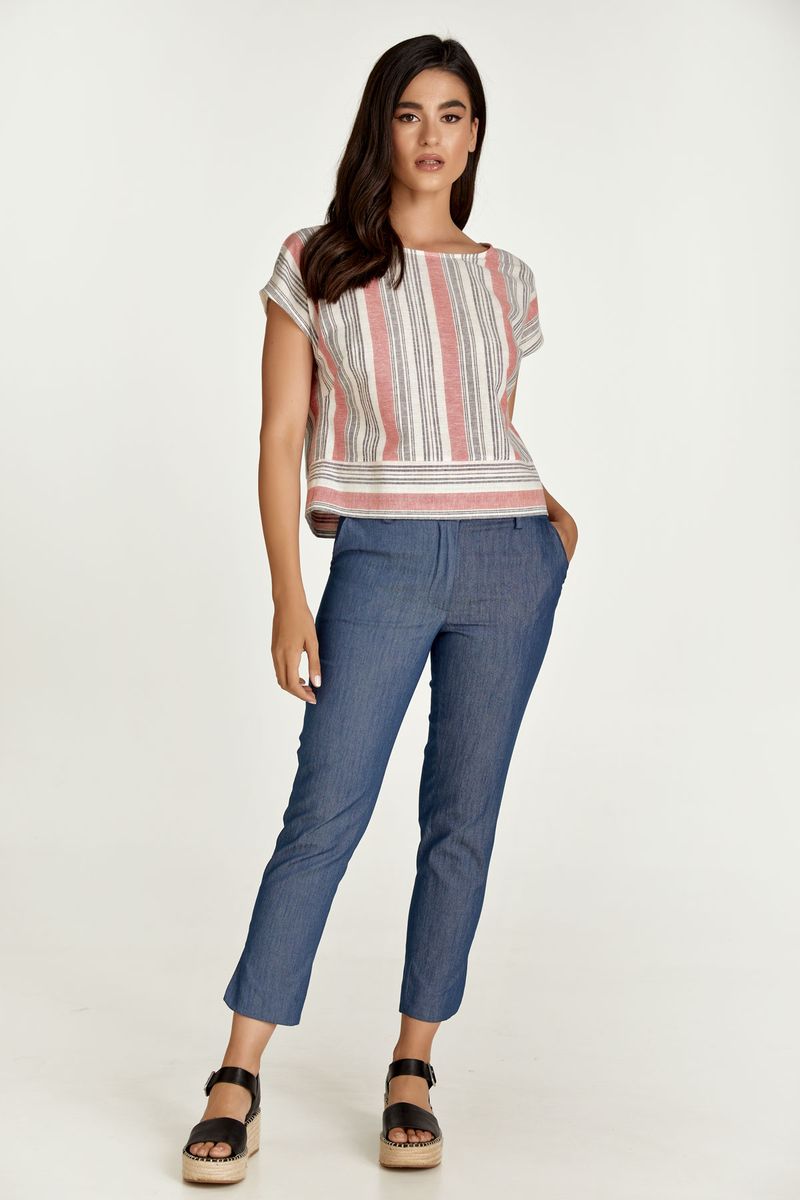 Schmal geschnittene Denim-Crop-Hose