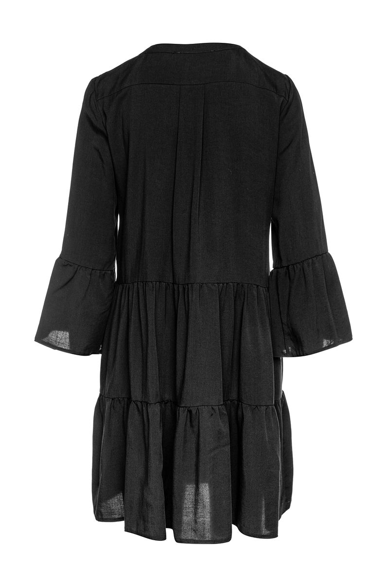 Entspanntes gestuftes Kleid mit Glockenärmeln