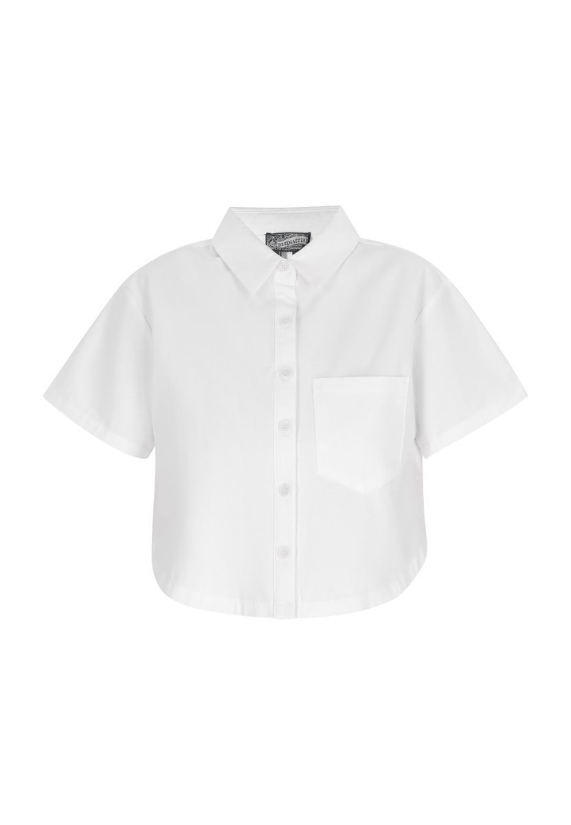 Kurzärmelige Boxy-Bluse mit Tasche