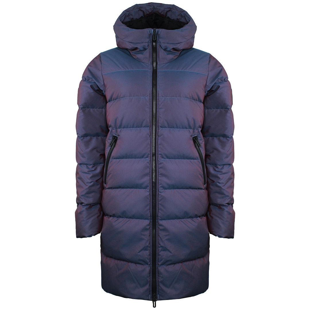 Langer irisierender Steppparka mit Kapuze