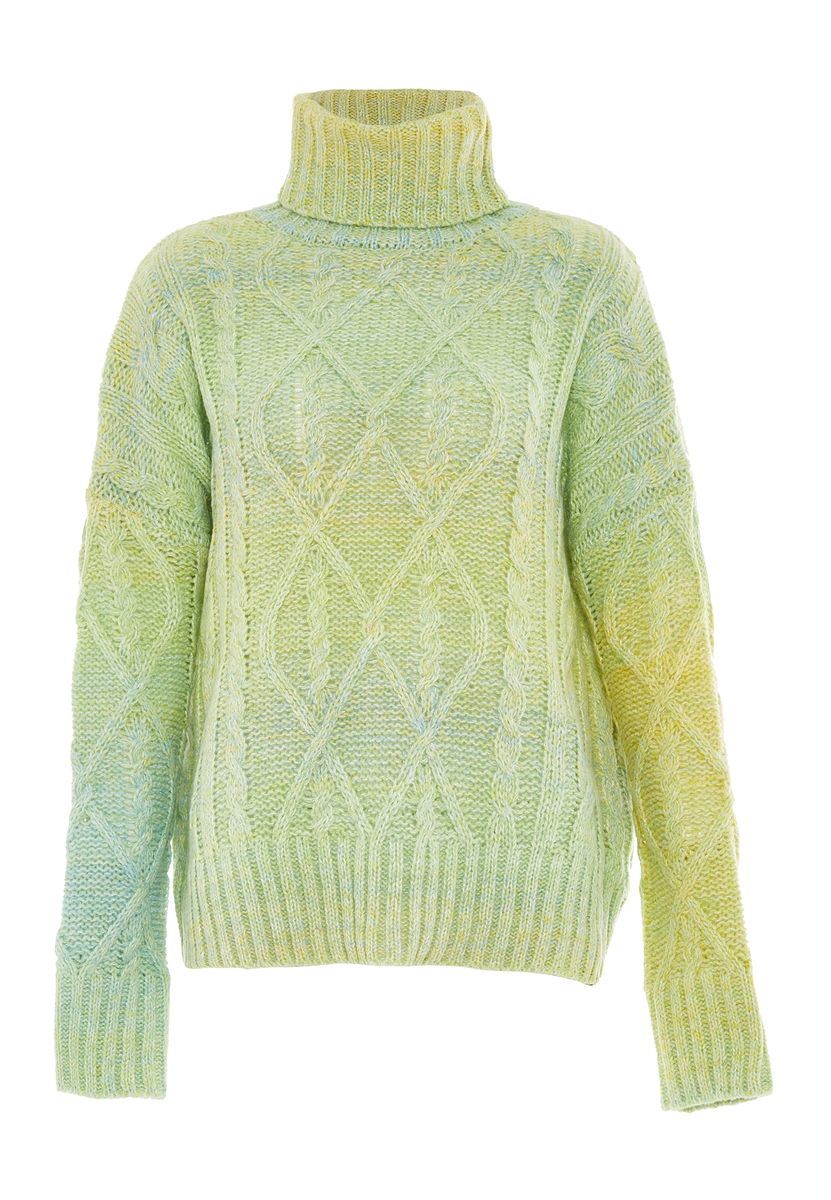 Grober Ombré-Zopfstrick-Pullover