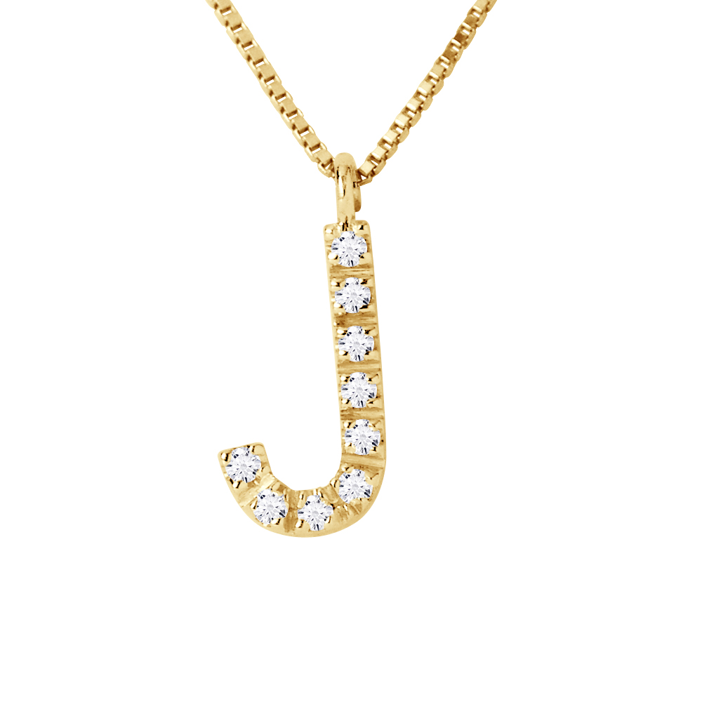 Halskette mit Diamant-Initial J