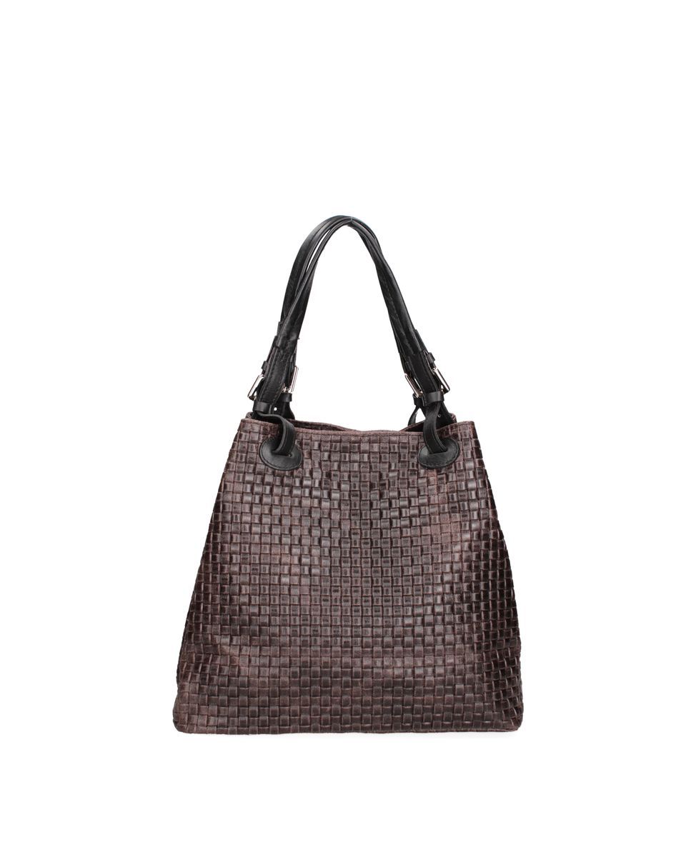 Geflochtene Wildleder-Shopper-Handtasche