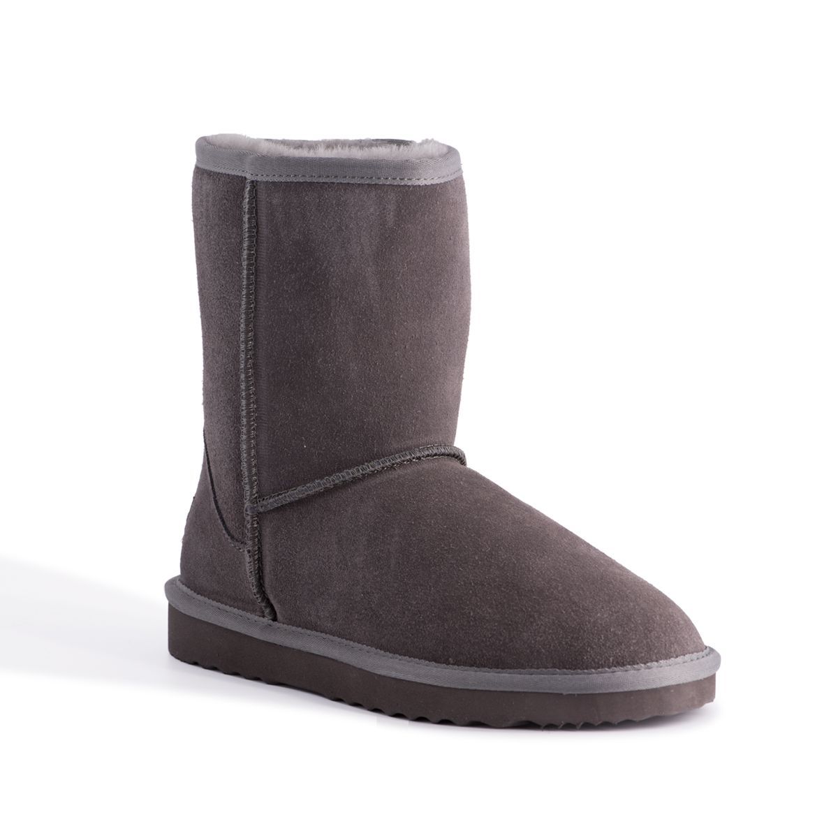 Wadenhohe Wildleder-Stiefel mit Reißverschluss