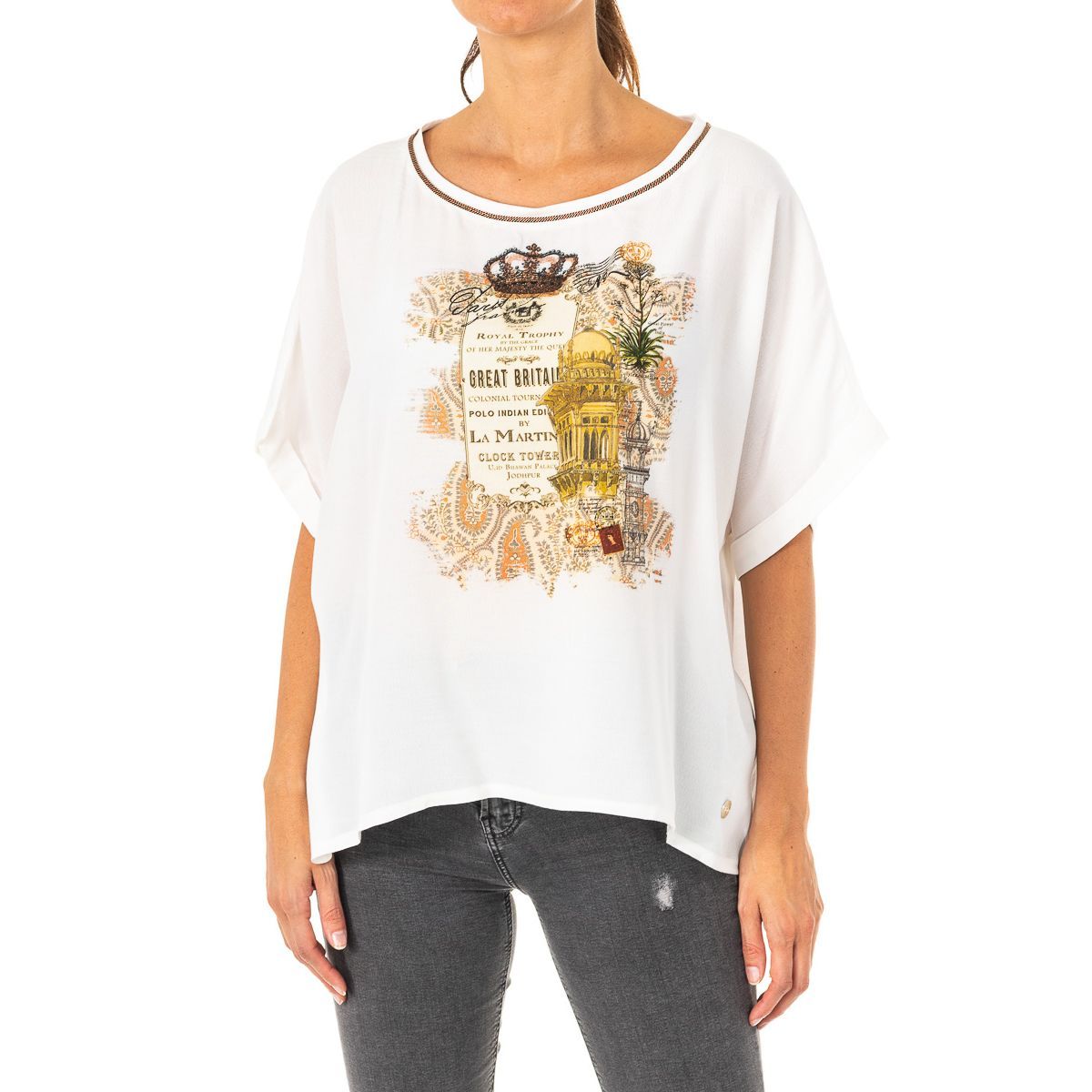 Lockeres T-Shirt mit Reisegrafik
