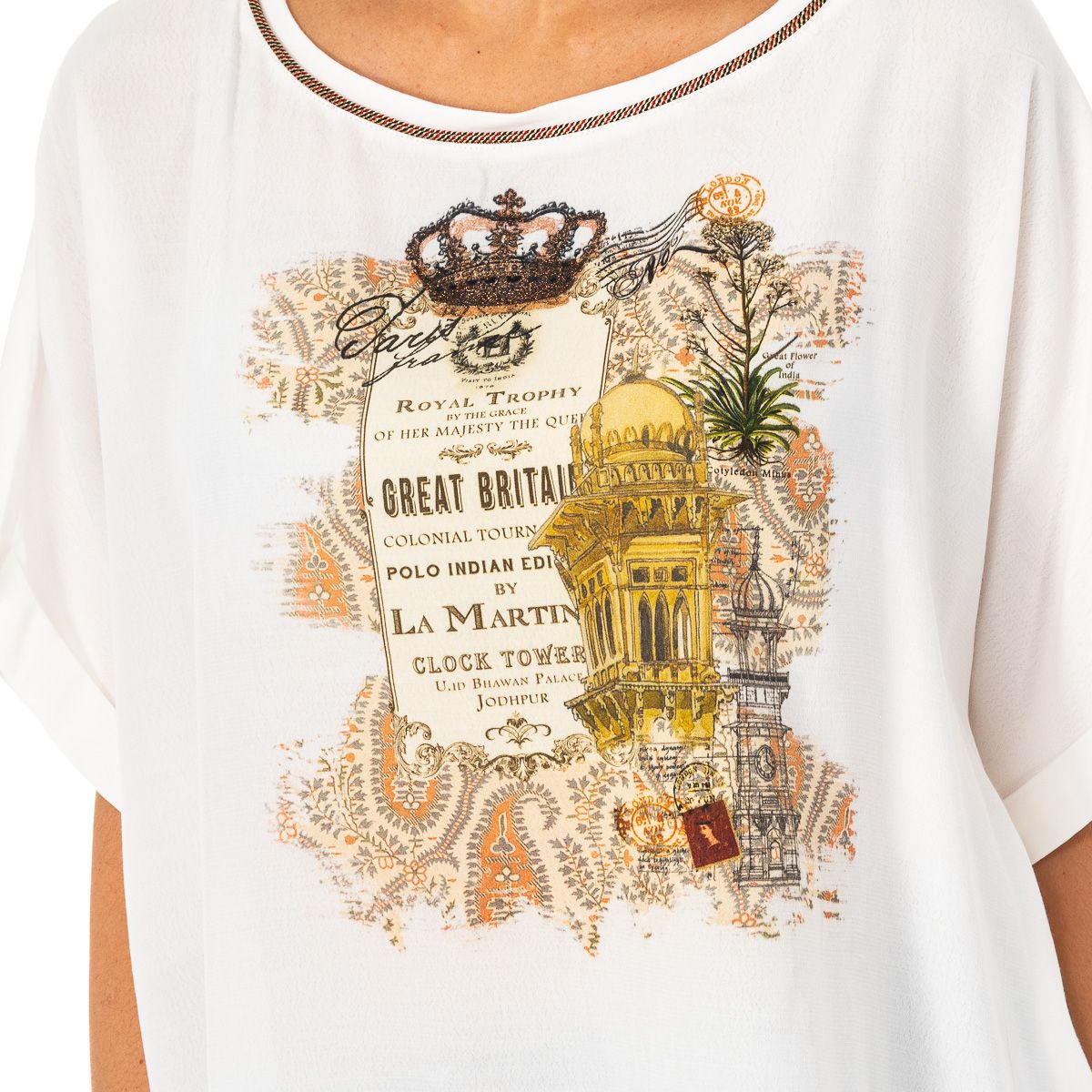 Lockeres T-Shirt mit Reisegrafik