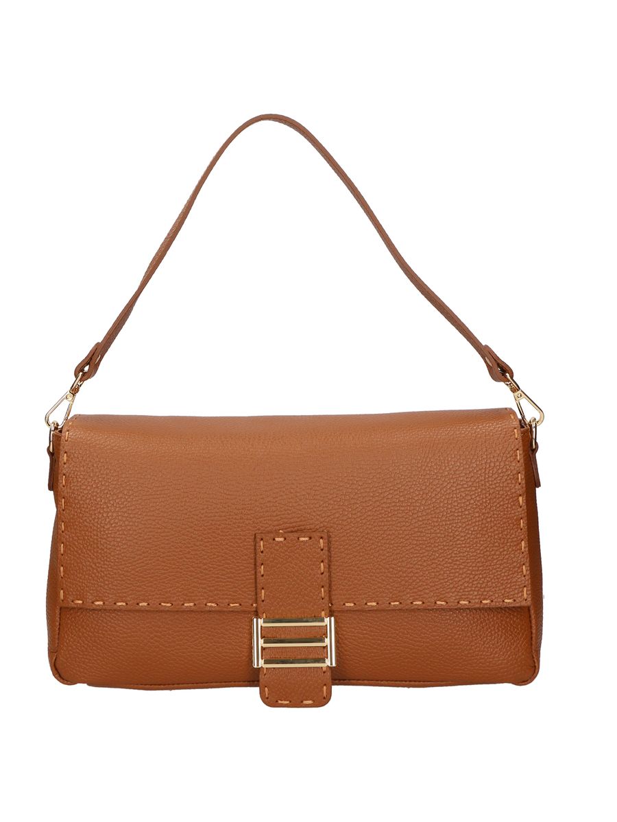 Schultertasche aus genarbtem Leder