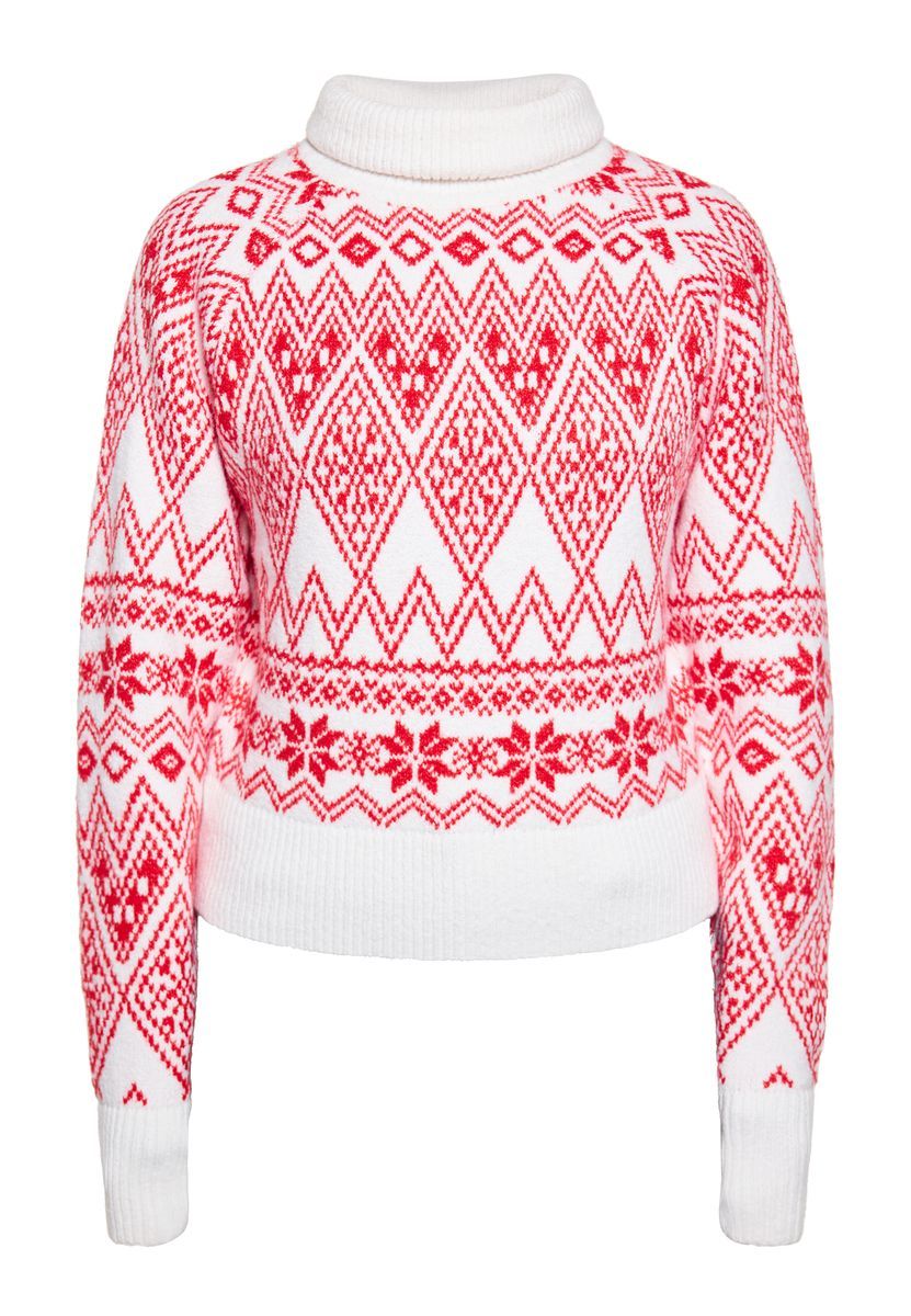 Jacquard-Rollkragenpullover mit geometrischem Muster