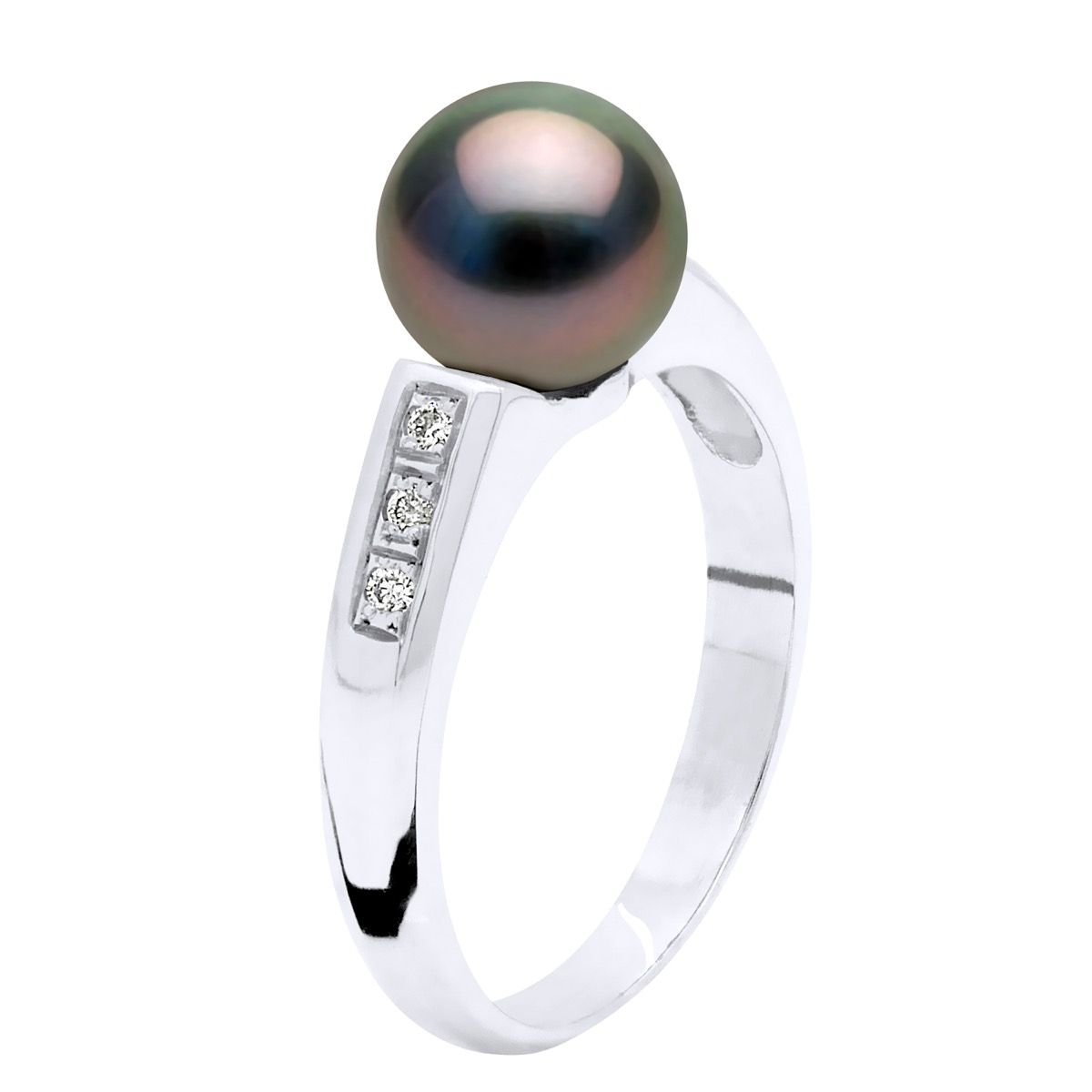 Tahiti-Perlenring mit Diamant-Besatz